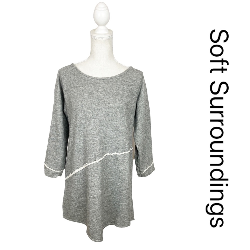 Soft Surroundings Gray French Terry Asymmetrical Tunic Style 28752 Size Small